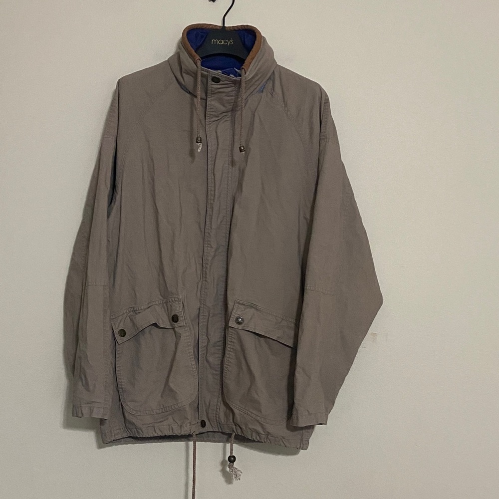Vintage Taupe Lightweight Shirt Jacket with Blue Lining